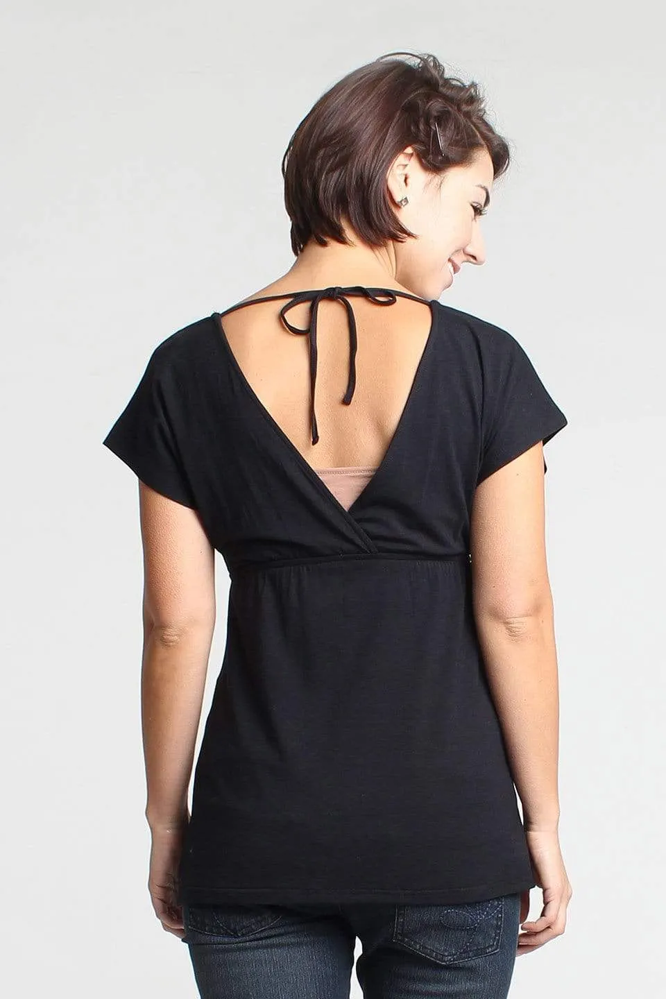 Carrie Bamboo Cotton Nursing Top Black