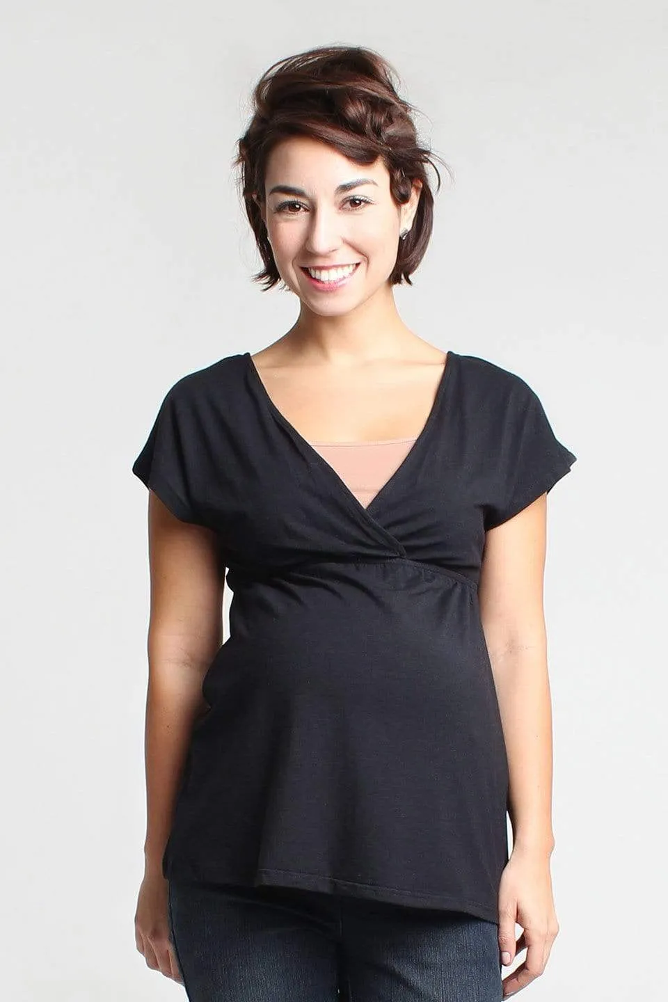 Carrie Bamboo Cotton Nursing Top Black