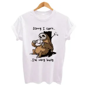 Cartoon sloth Print Women t shirt 2019 Plus Size Casual Short Sleeve O-Neck t-shirt