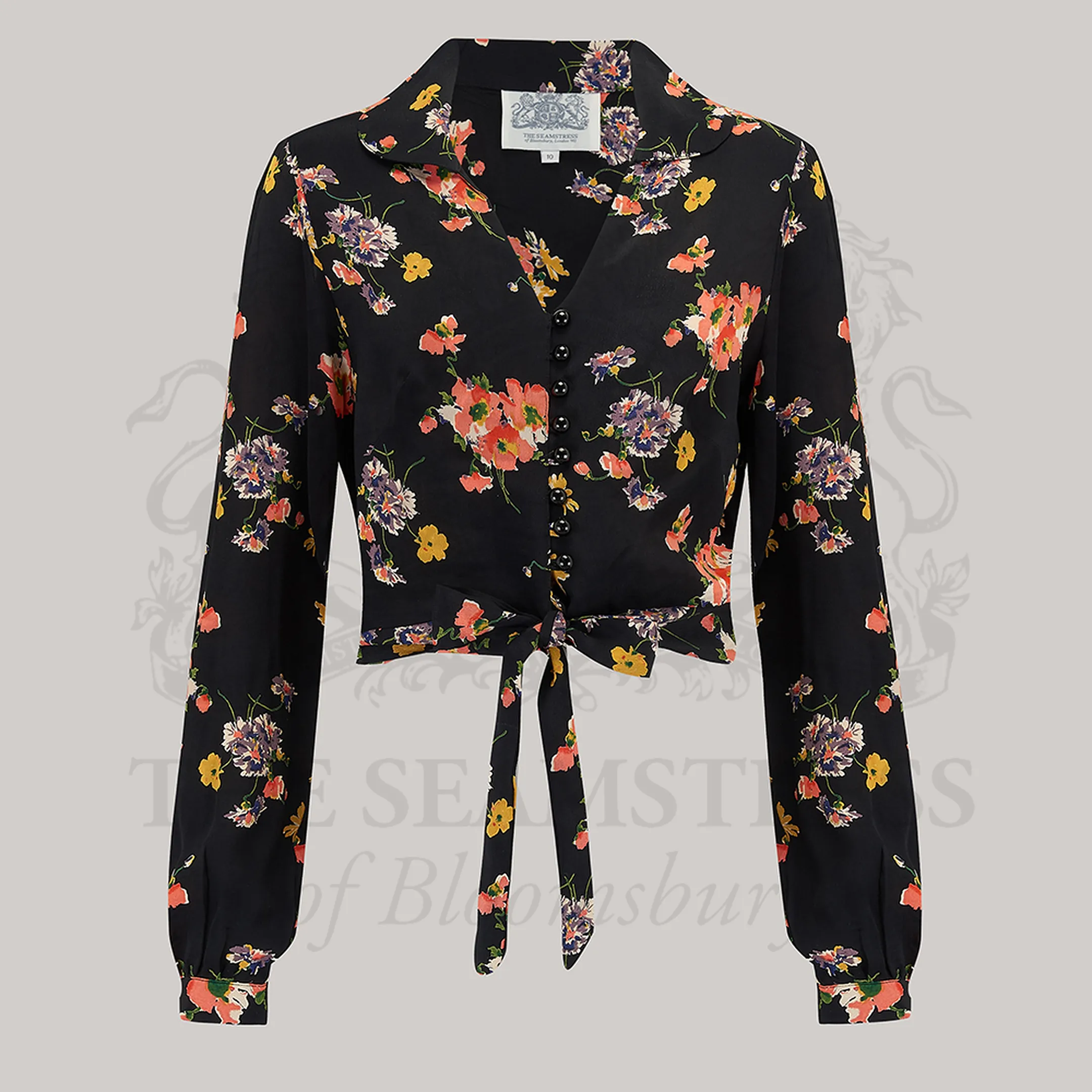 Clarice Blouse in Black Mayflower