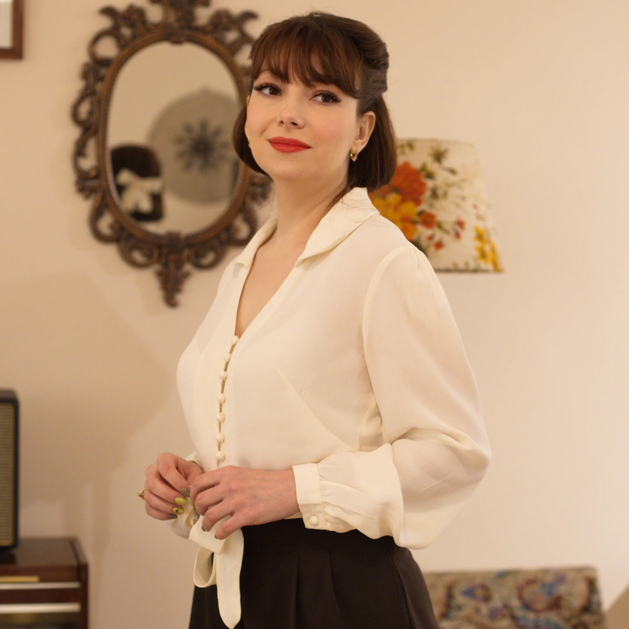 Clarice Blouse in Black Mayflower