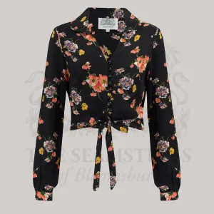 Clarice Blouse in Black Mayflower