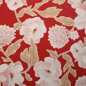 Coton imprimé sagesse fleurie fond rouge