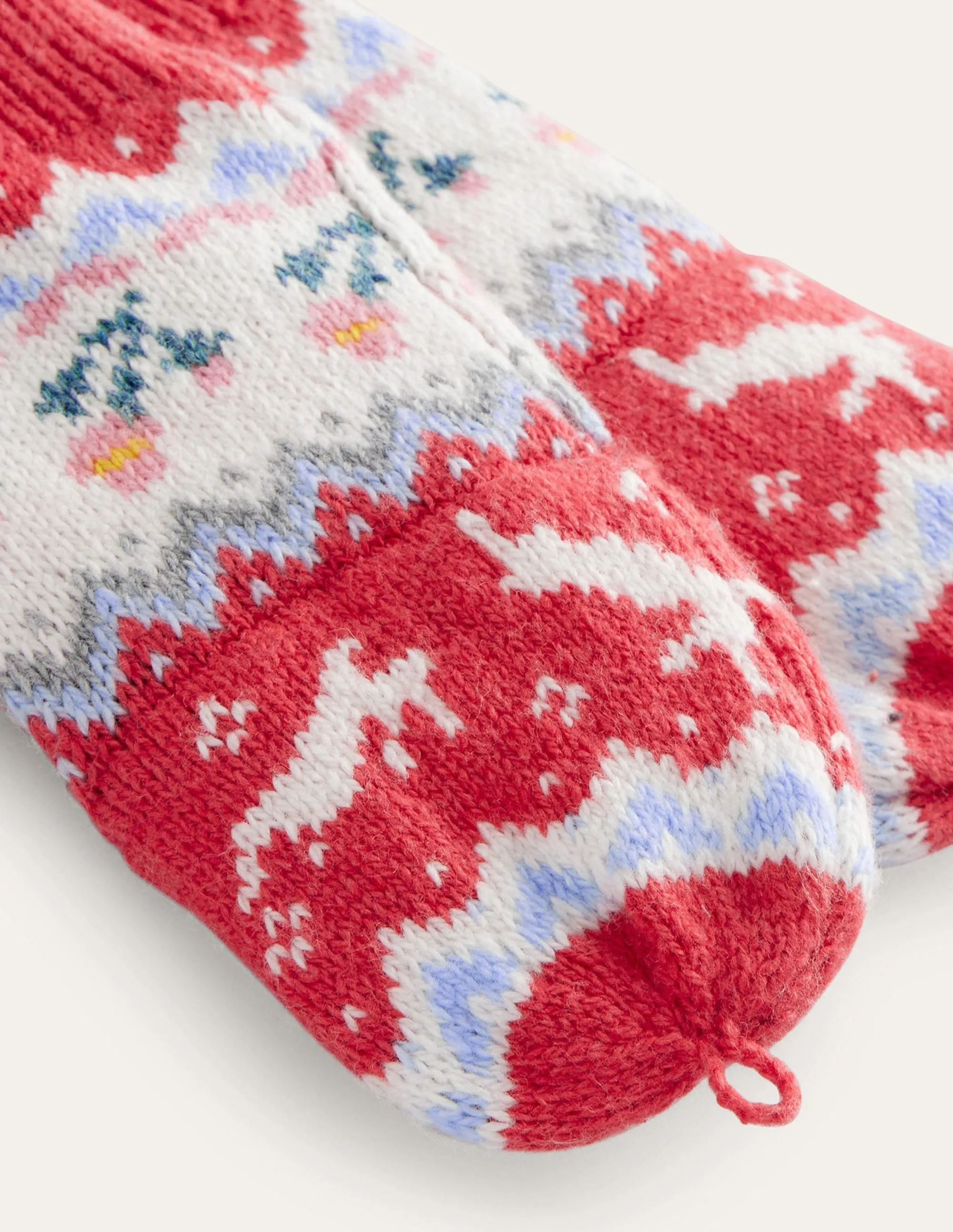 Fair Isle Knitted Mittens-Rose Pink