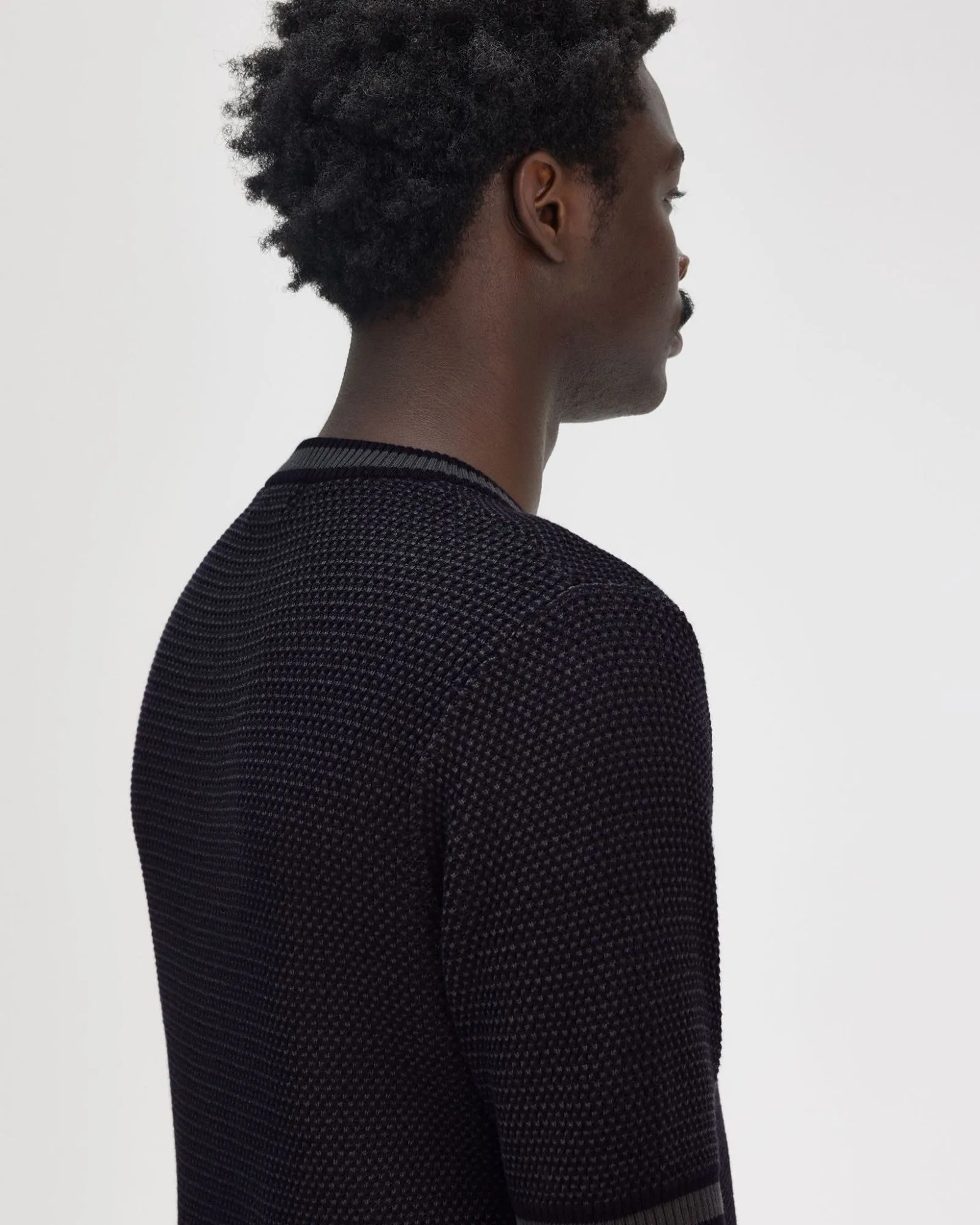 Fred Perry Textured Knitted T Shirt - Black