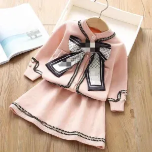 Girls Plaid Stwear skirt Sets Children's-طقم ملابس وتنورة