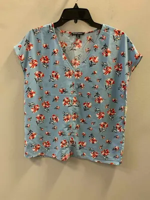 HILARY RADLEY Tops Size S BLU/RED/BLK Floral CAP SLEEVE TOP