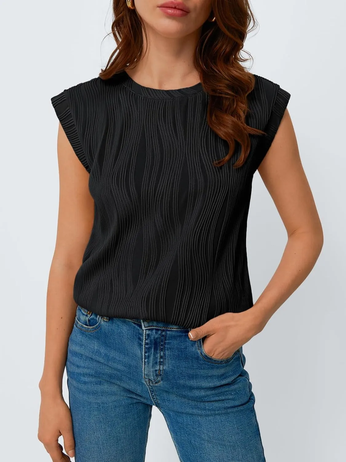 LILLUSORY Dressy Casual Blouses for Women 2025 Summer Trendy Tops Cap Short Sleeve T-Shirts Cute Shirt Work Clothes Spring