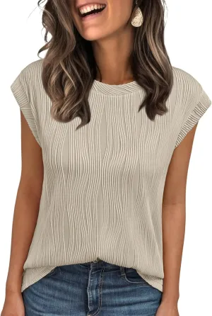 LILLUSORY Dressy Casual Blouses for Women 2025 Summer Trendy Tops Cap Short Sleeve T-Shirts Cute Shirt Work Clothes Spring
