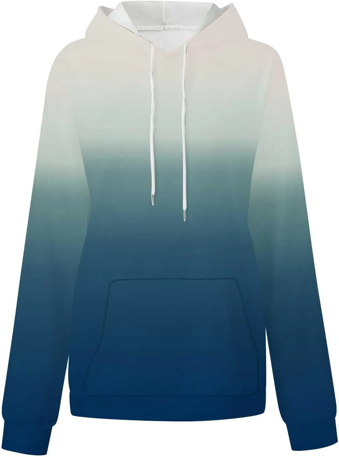 Long Sleeve Blouses for Women Fashion Drawstring Gradient Color Hooded Sweatshirts Causal Oversized Shirts Pullover