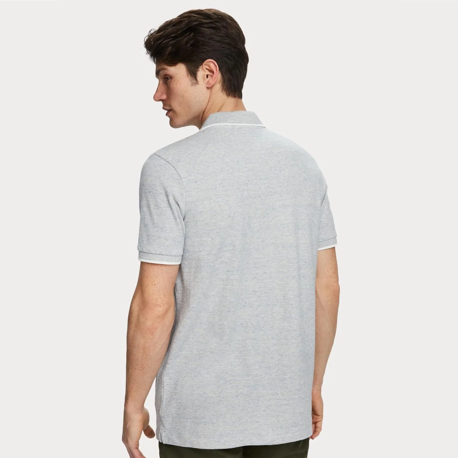 Mélange Cotton Piqué Polo (Grey)