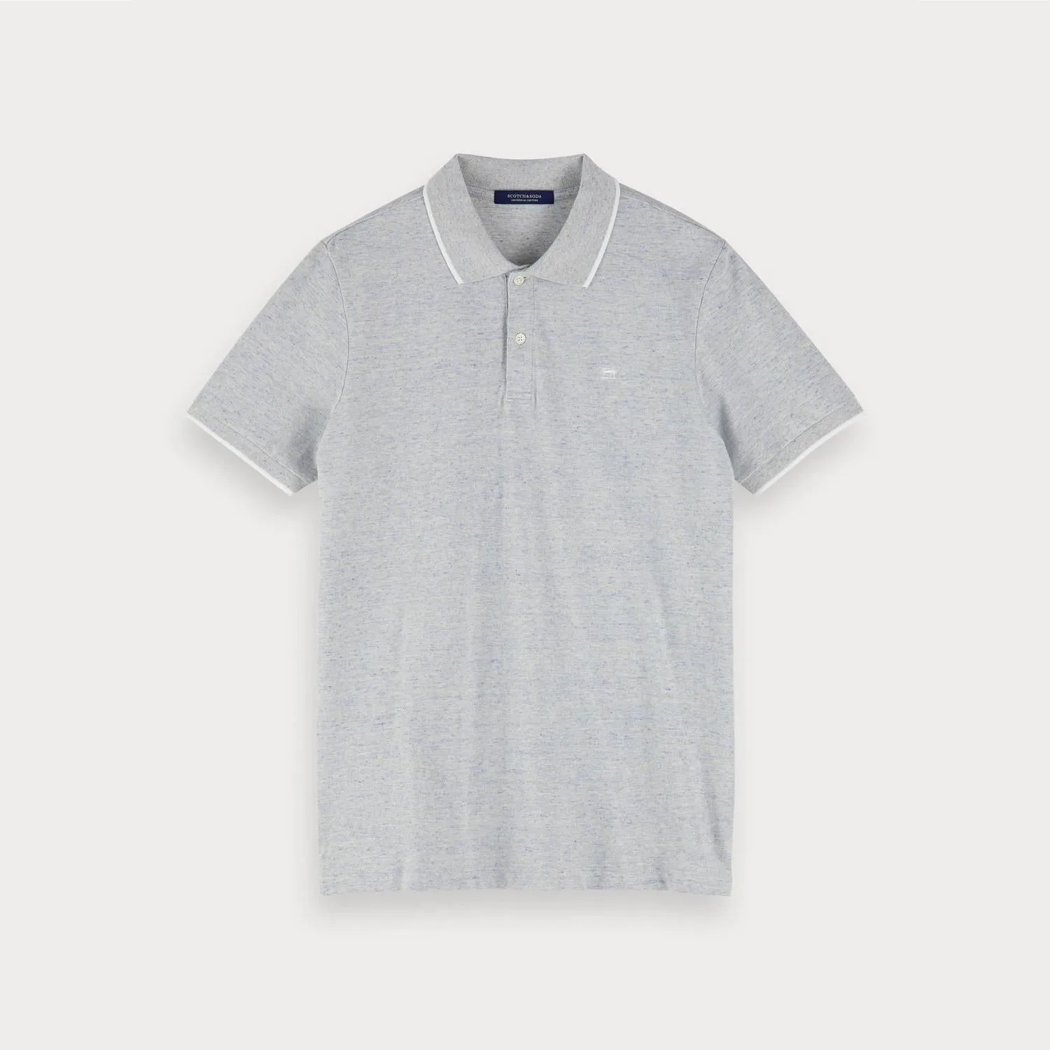 Mélange Cotton Piqué Polo (Grey)