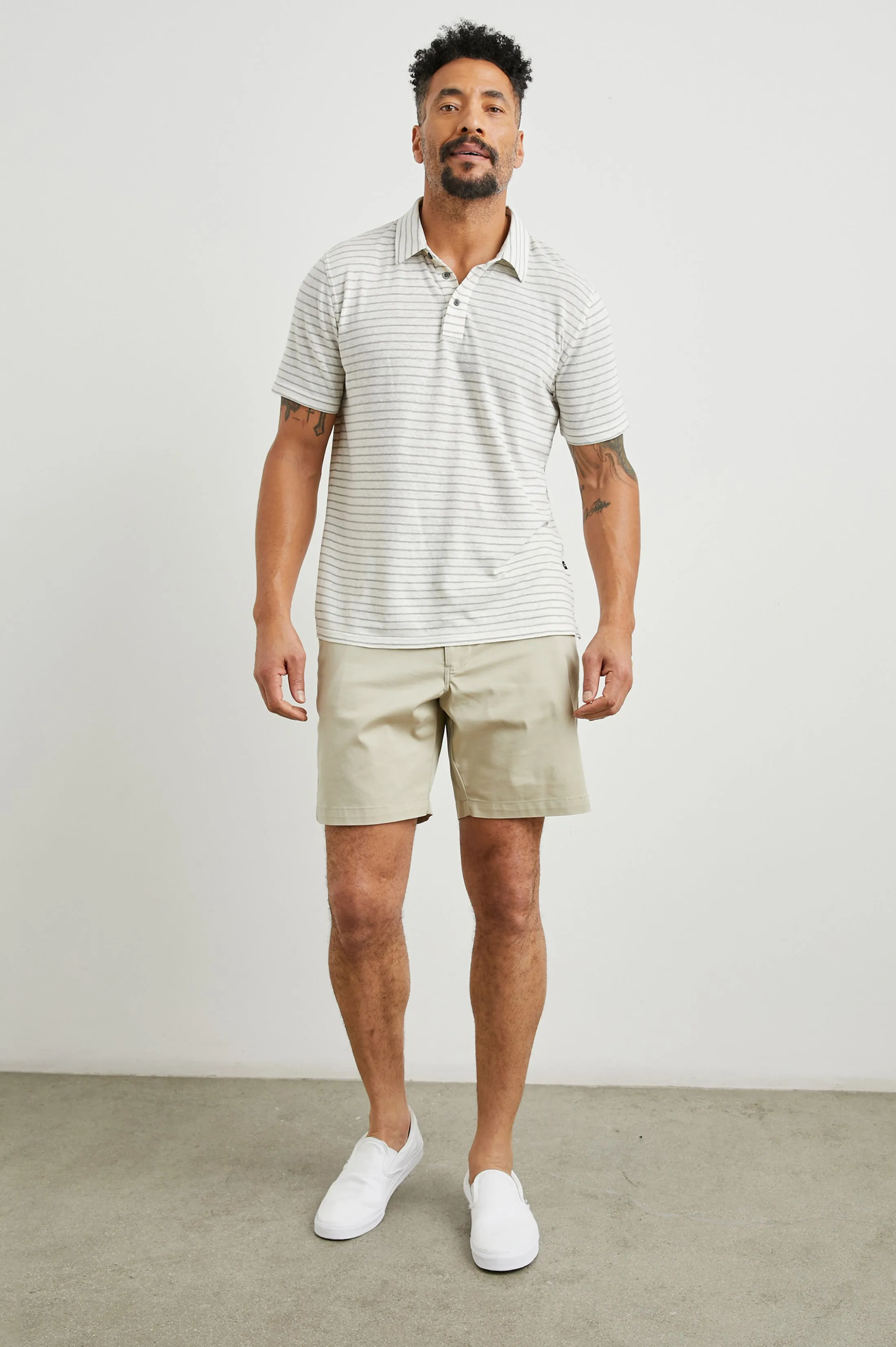 NAPOLI POLO SHIRT - CREAM BARLEY STRIPE