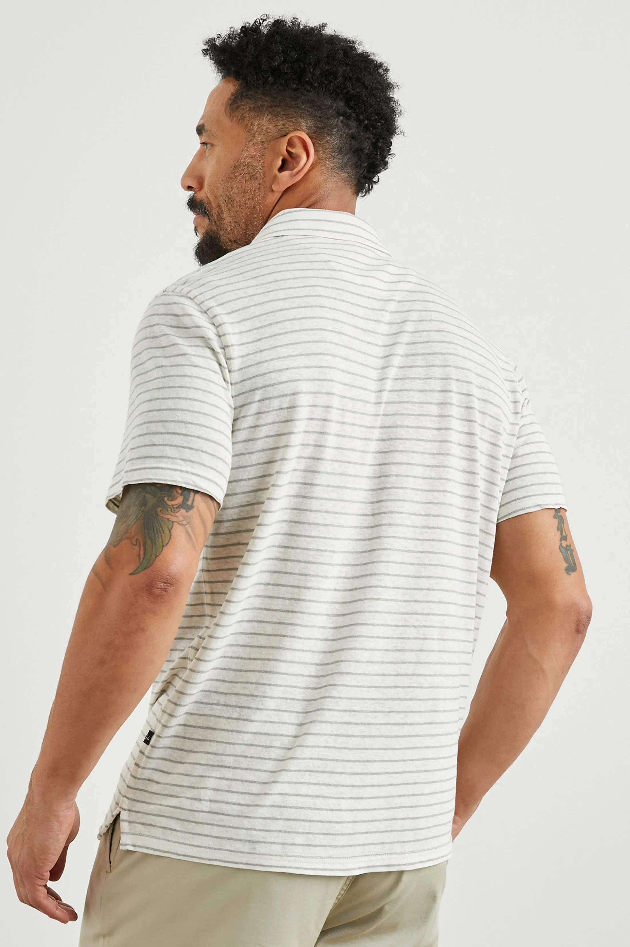 NAPOLI POLO SHIRT - CREAM BARLEY STRIPE