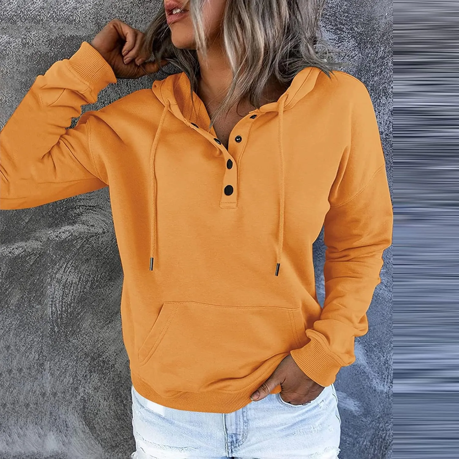 PETYCZEN Oversized Sweatshirts for Women 2023 Fall Clothes Casual Long Sleeve Button Down Y2K Hoodie Drawstring Pullover Tops