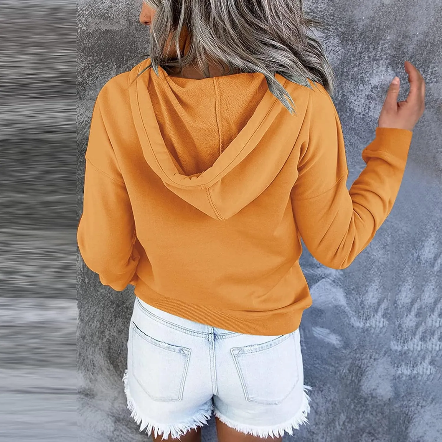 PETYCZEN Oversized Sweatshirts for Women 2023 Fall Clothes Casual Long Sleeve Button Down Y2K Hoodie Drawstring Pullover Tops