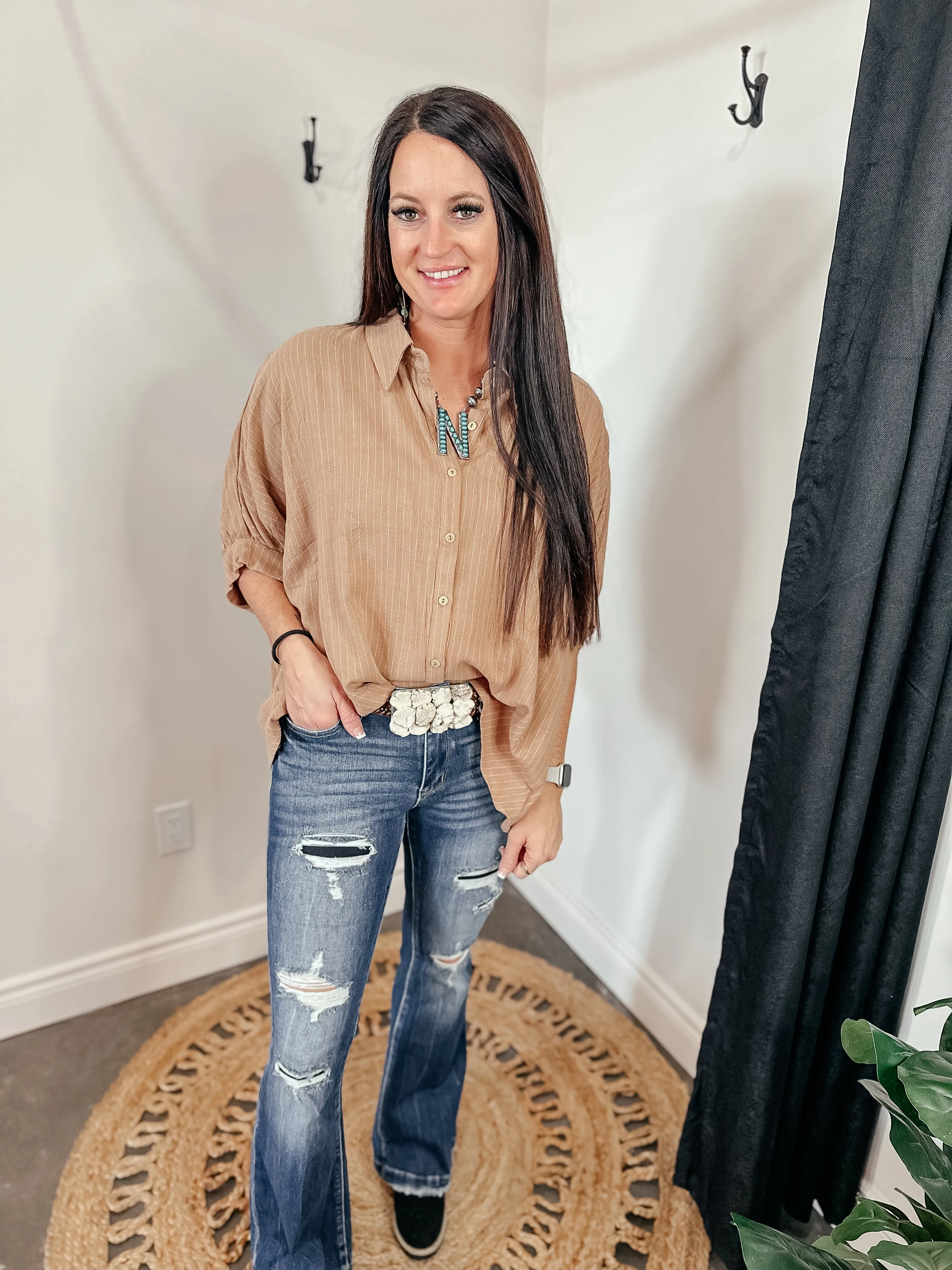 Pinstripe Dolman Top