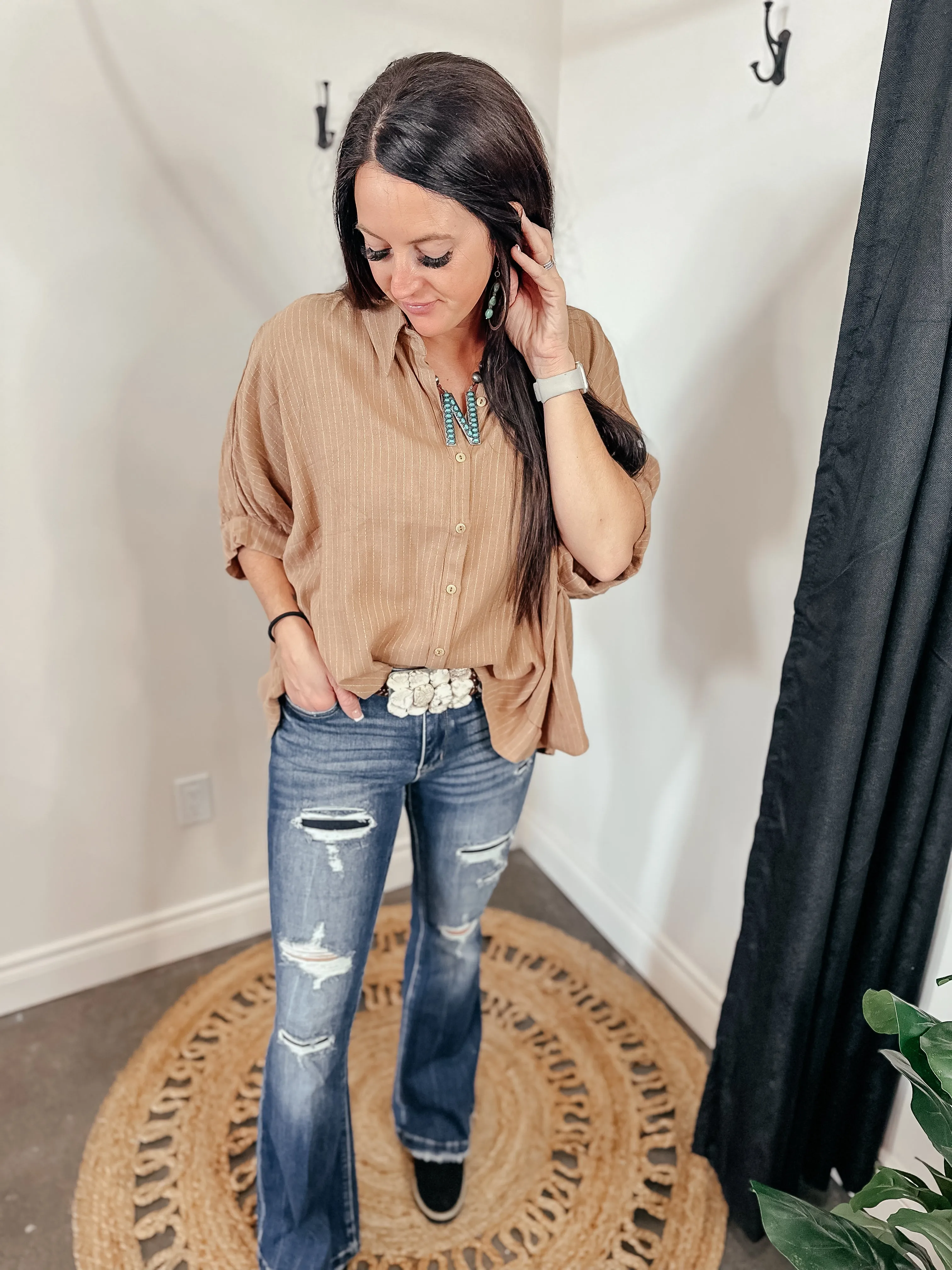 Pinstripe Dolman Top