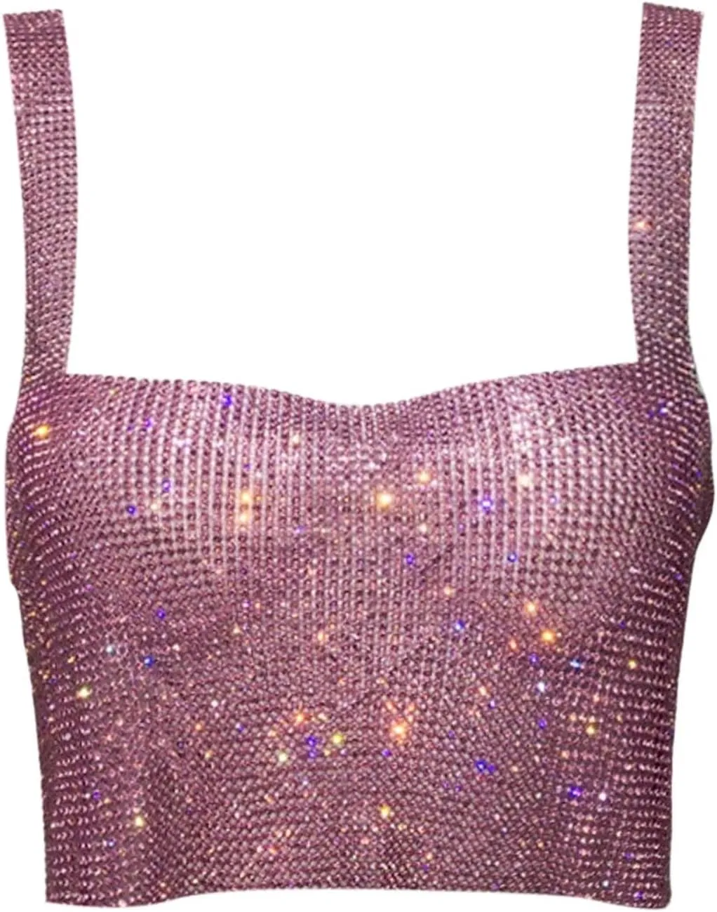 Sequin Summer Tank Tops for Women Club Cropped Rhinestone Glitter Sleeveless Spring Blouses Sparkle Camisole Party