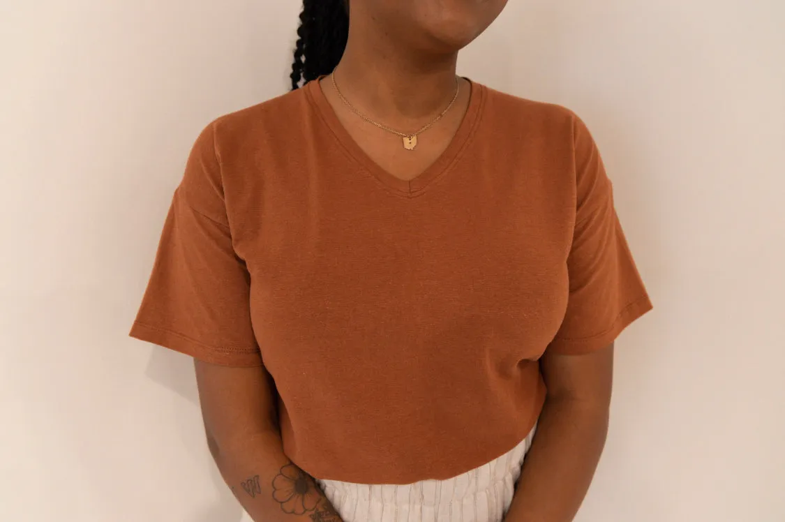 The T Shirt-V Neck-Hemp Jersey Spandex-Classic Length