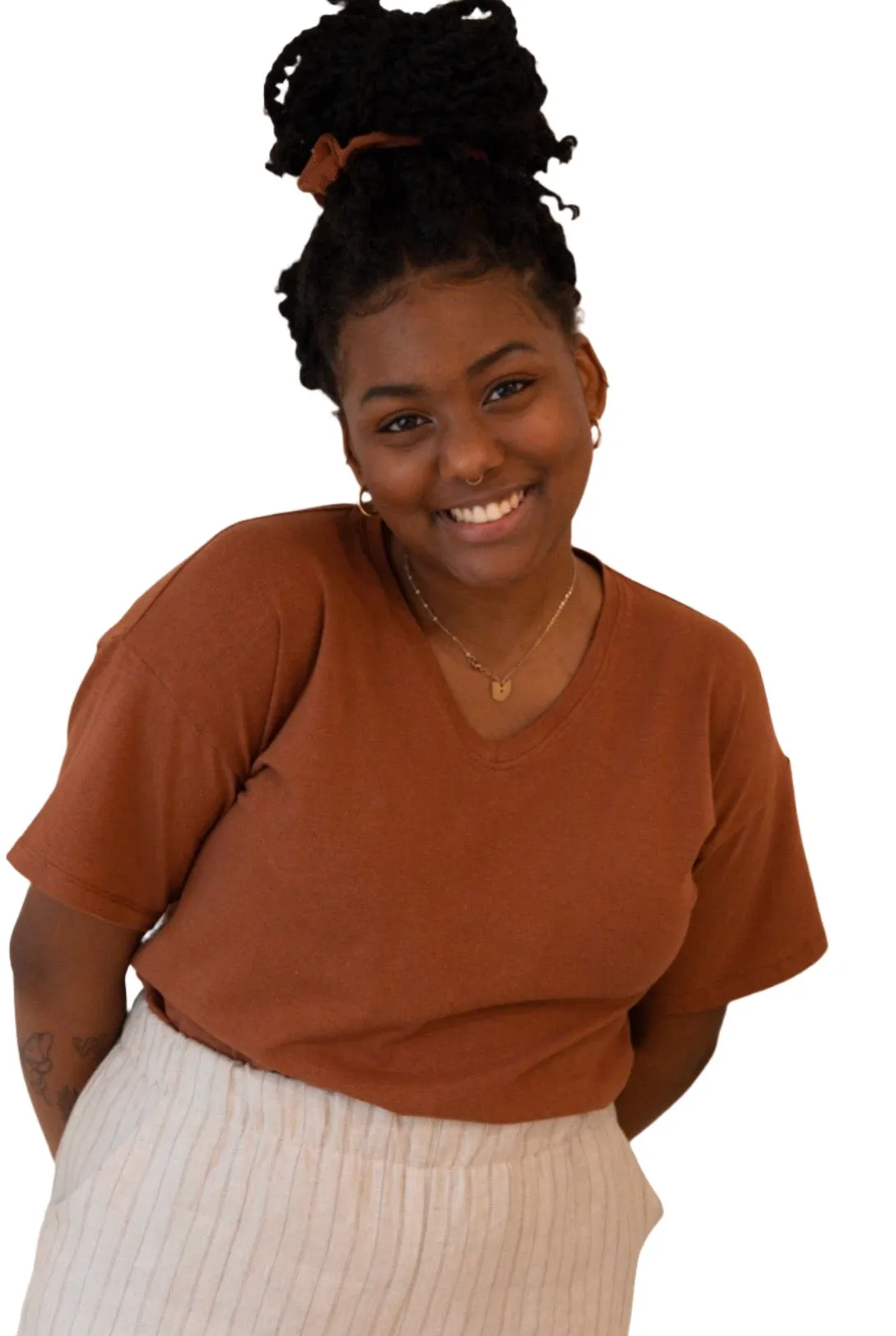 The T Shirt-V Neck-Hemp Jersey Spandex-Tall