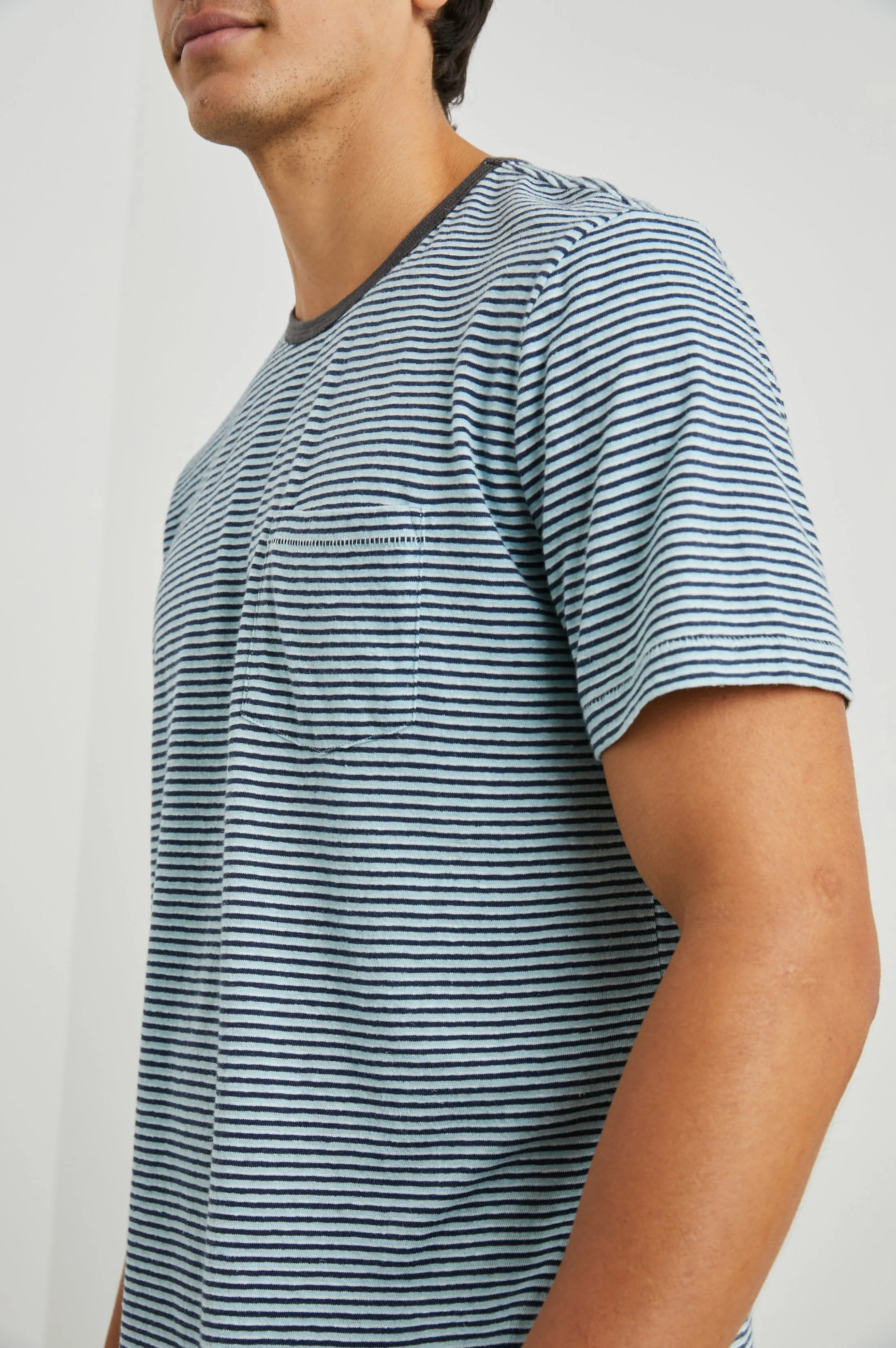 VALENCIA T-SHIRT - CERULEAN SKY STRIPE